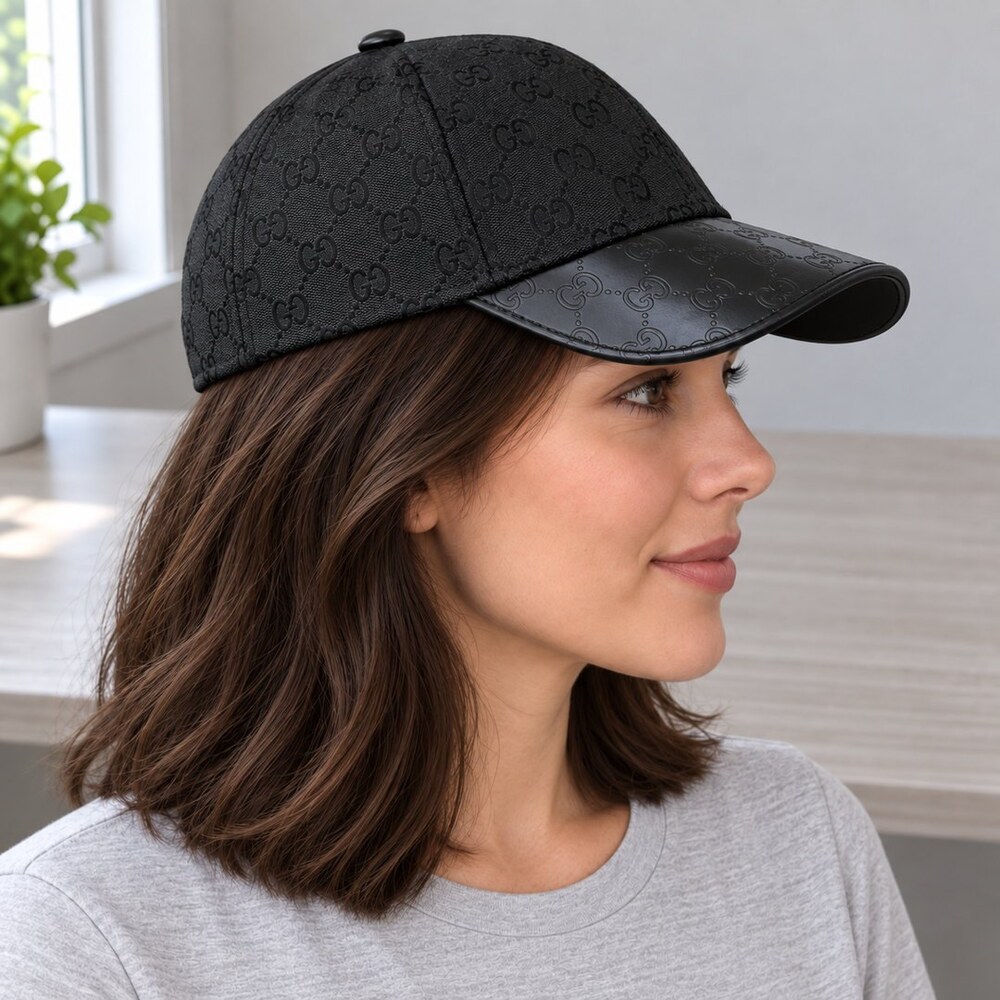 Gucci Black GG Cap with Embossed Brim - Picture 3 of 6